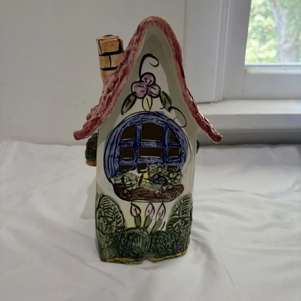 2000 Blue Sky Clayworks Heather Goldminc House Candle Light Cottage Core 9